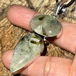 Teardrop Prehnite Crystal Pendant 2 1/2”